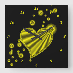 Reloj Cuadrado Corazón arcoiris con estrellas