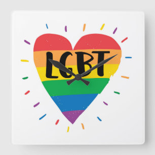 Reloj Cuadrado Corazón arcoiris LGBT