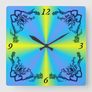 Reloj Cuadrado Corazón con flor y mariposa