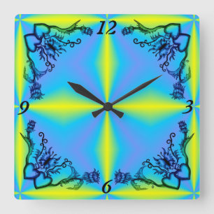 Reloj Cuadrado Corazón con flor y mariposa