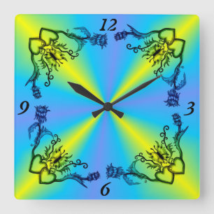 Reloj Cuadrado Corazón con flor y mariposa