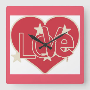RELOJ CUADRADO CORAZÓN DE AMOR