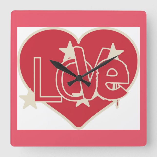 RELOJ CUADRADO CORAZÓN DE AMOR (Anverso)