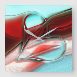 Reloj Cuadrado Corazón de líneas de cristal sobre la textura de m