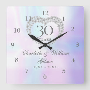 Reloj Cuadrado Corazón de Perla Hermoso 30 Aniversario