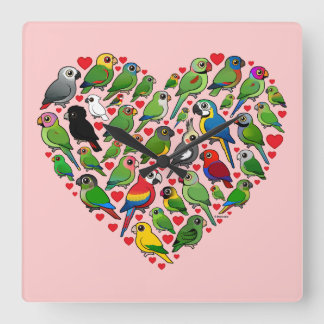Reloj Cuadrado Corazón del loro