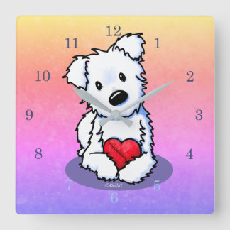 Reloj Cuadrado Corazón mentido de KiniArt Westie