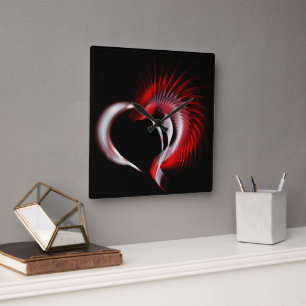 Reloj Cuadrado Corazón metalizado