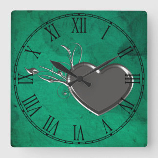 Reloj Cuadrado Corazón Metalizado Steampunk