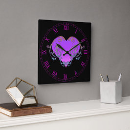 Reloj Cuadrado Corazón morado romántico elegante con sabor