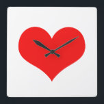Reloj Cuadrado Corazón Rojo Día de San Valentín Blanco Color Pers<br><div class="desc">Impreso con un gran patrón de corazón rojo en fondo blanco sólido.</div>