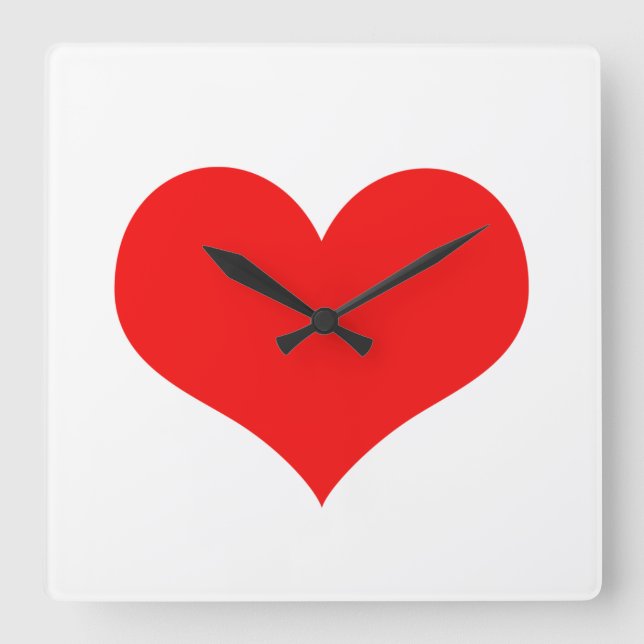 Reloj Cuadrado Corazón Rojo Lindo Día de San Valentín Blanco Colo (Anverso)