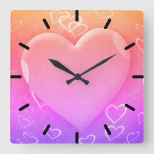 Reloj Cuadrado Corazón rosa