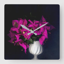 Reloj Cuadrado Corazón rosa en negro