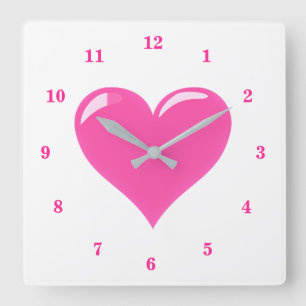 Reloj Cuadrado Corazón rosado - Amor