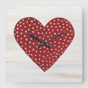 Reloj Cuadrado Corazón rústico de la tarjeta del día de San