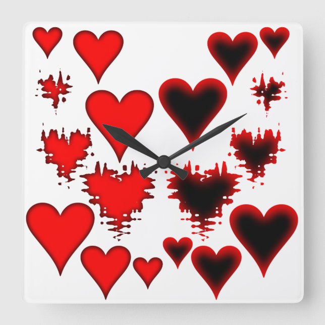 Reloj Cuadrado Corazones (Anverso)