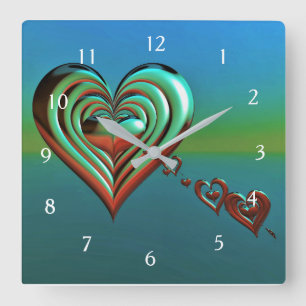 Reloj Cuadrado Corazones altas del cielo