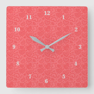 Reloj Cuadrado Corazones Cutos - Romántico