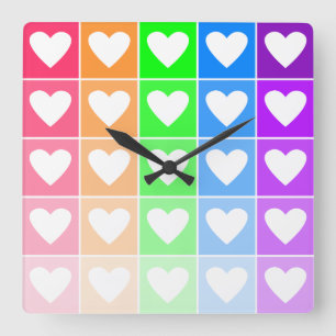 Reloj Cuadrado Corazones de Ombre