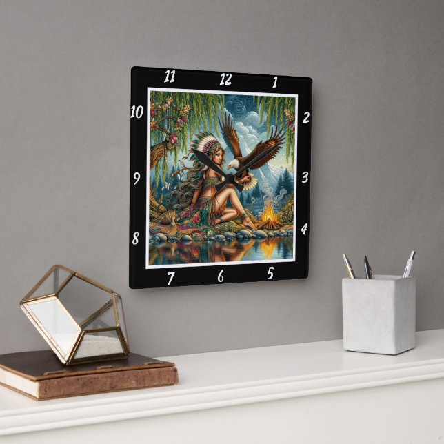 Reloj Cuadrado Corazones nativos: La verdad de la Piedra del Espí (Oficina)