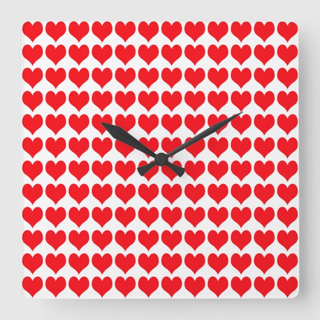Reloj Cuadrado Corazones rojos (Anverso)