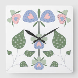 Reloj Cuadrado Corazones y Flores