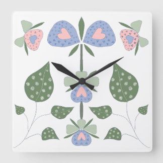 Reloj Cuadrado Corazones y Flores