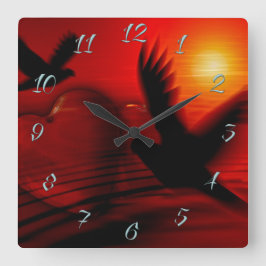 Reloj Cuadrado Corazones y palomas