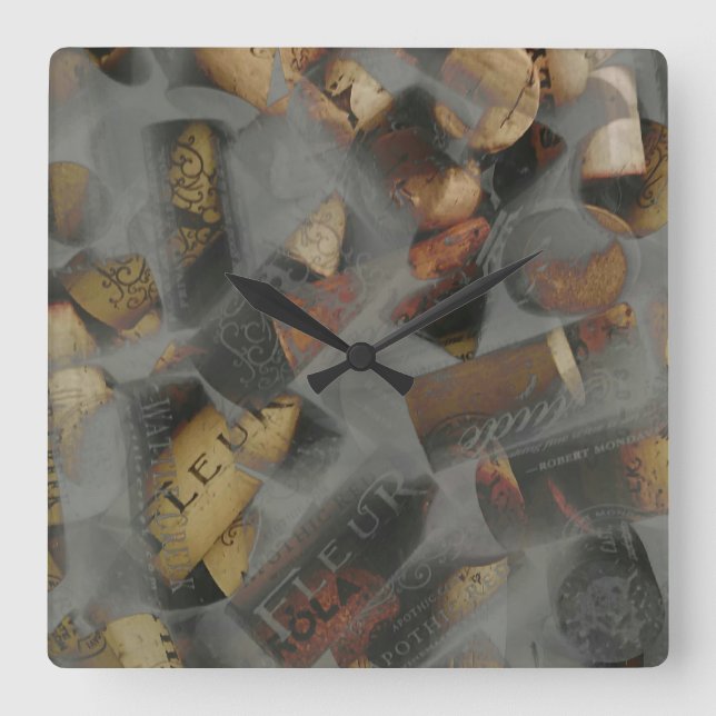 Reloj Cuadrado corcho de vino (Anverso)