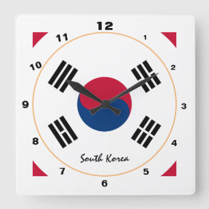 Reloj Cuadrado Corea del Sur moderna, Corea bandera Hogar / diseñ