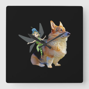 Reloj Cuadrado Corgi & Fairy - Gracioso Corgi galés