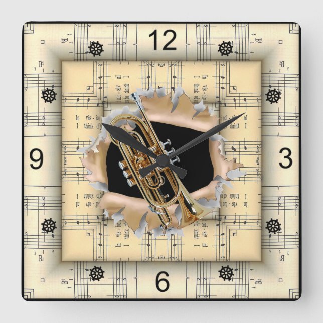 Reloj Cuadrado Cornet ~ Breaking Through ~ Strange Sheet Music ~ (Anverso)