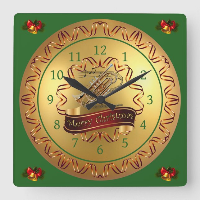 Reloj Cuadrado Cornet ~ Musical Scroll ~ "Feliz Navidad" (Anverso)