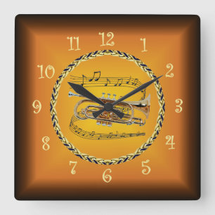 Reloj Cuadrado Cornet On Musical Scroll & Russet Naranja ~