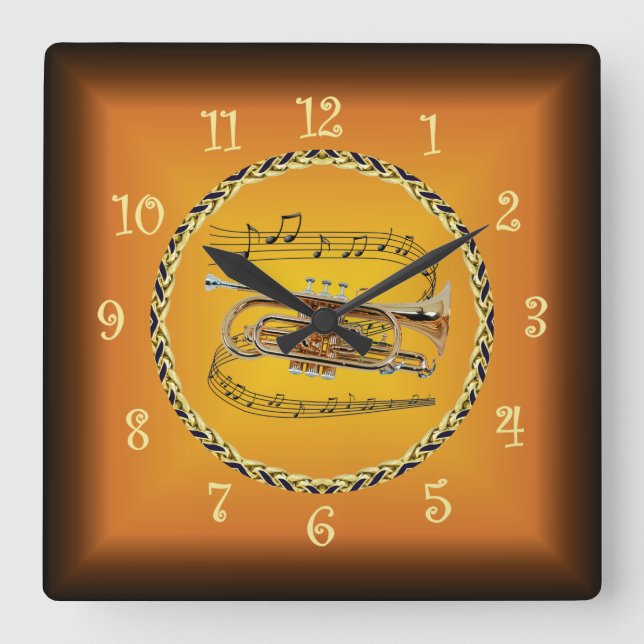 Reloj Cuadrado Cornet On Musical Scroll & Russet Naranja ~ (Anverso)