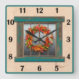 Reloj Cuadrado Corona del suroeste de Chile Ventana azul Números