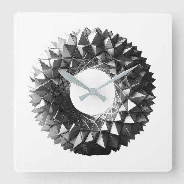 Reloj Cuadrado corona geométrica abstracta (Anverso)