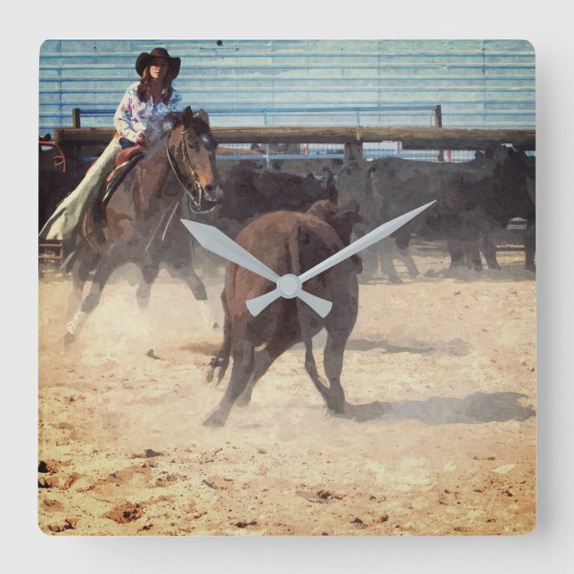 Reloj Cuadrado Corral para gallina de vaca separa el ganado occid (Anverso)