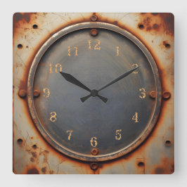 Reloj Cuadrado corroded steel circle