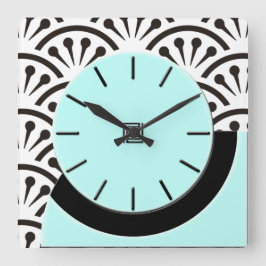 Reloj Cuadrado Corte del art déco (aguamarina+Negro)