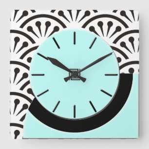 Reloj Cuadrado Corte del art déco (aguamarina+Negro)
