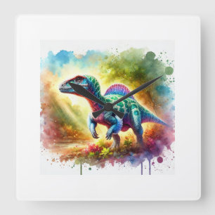 Reloj Cuadrado Corythosaurus in a serene landscape 111024AREF139 