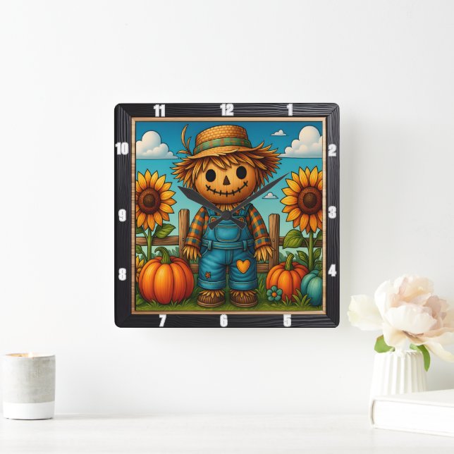 Reloj Cuadrado Cosecha de Caída de Cute Scarecrow (Hogar)