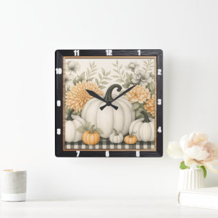 Reloj Cuadrado Cosecha floral de calabaza de otoño