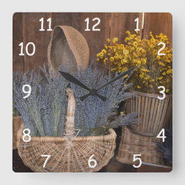 Reloj Cuadrado Cosecha Rústica de Lavanda