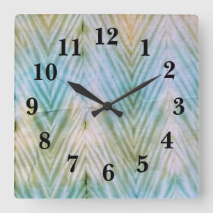 Reloj Cuadrado Costa de Chevron Shibori Tie Dye Beach