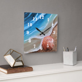 Reloj Cuadrado Costa de Conchas Marinas