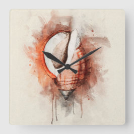 Reloj Cuadrado Costera Tropical Coastal Beach Shell Watercolor