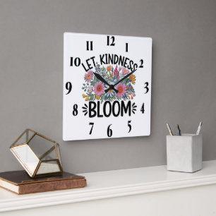 Reloj Cuadrado Cotización/Saltos/Flores inspiradoras